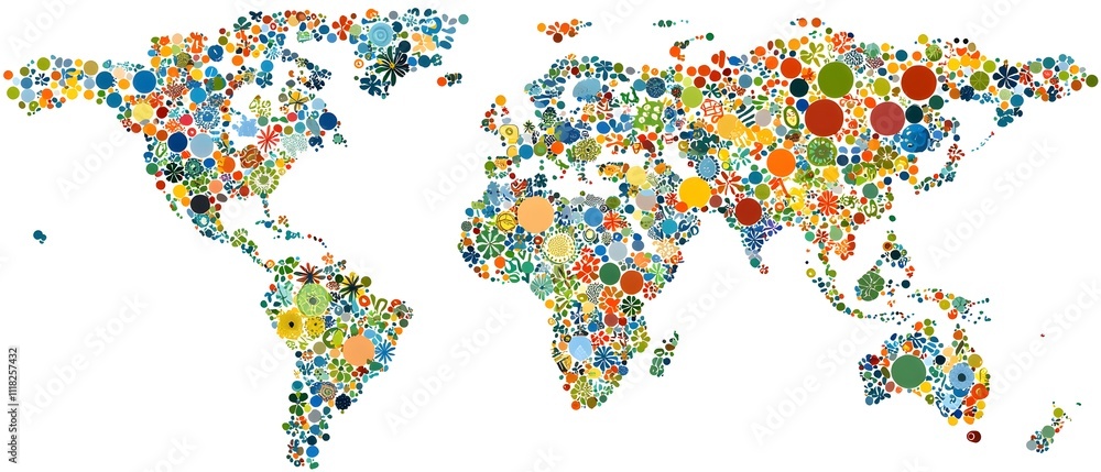 Fototapeta premium A colorful world map with many different colors