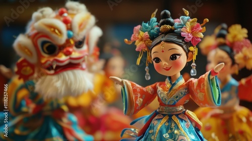 Exquisite operatic characters and lion dance dolls