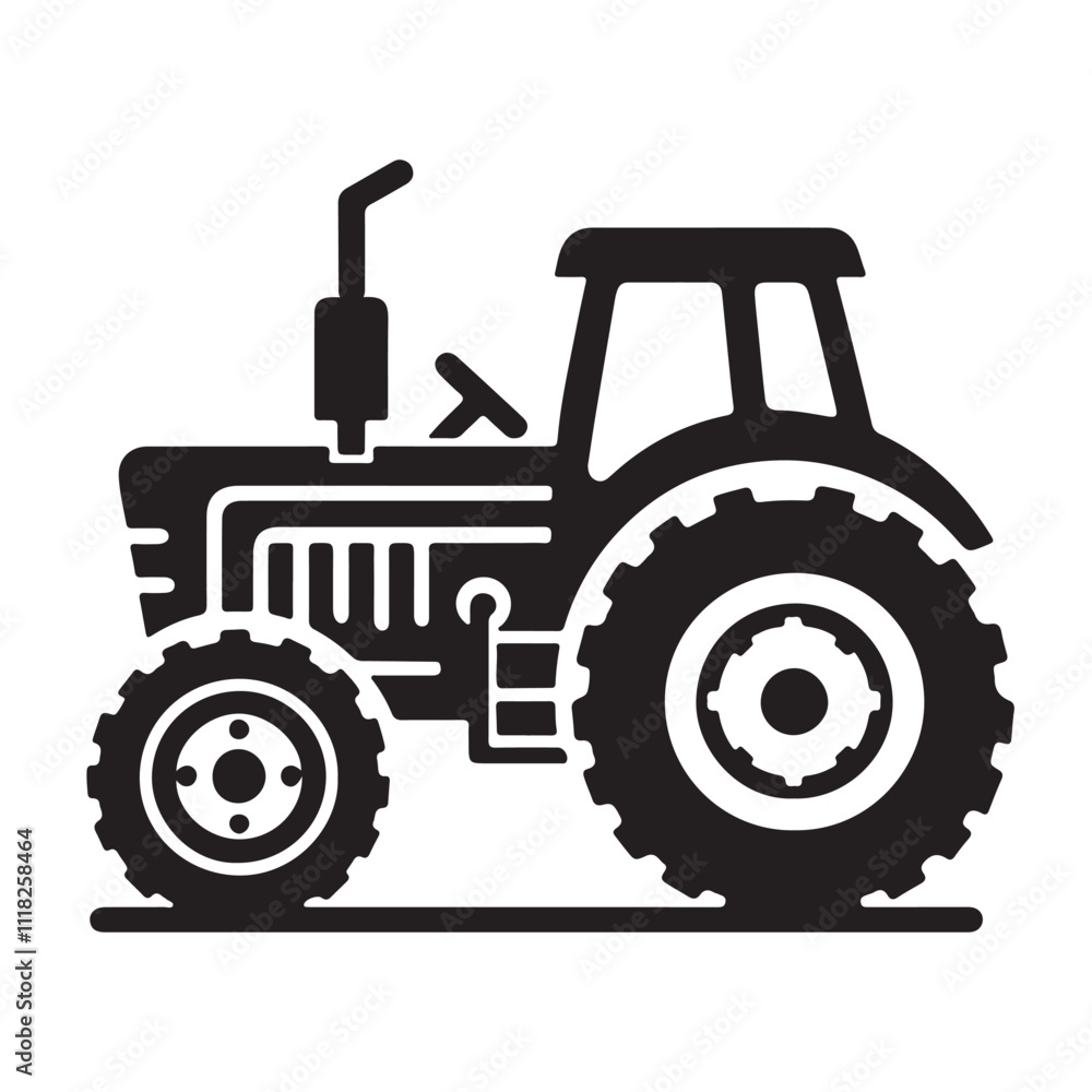 Obraz premium tractor icon logo silhouette white background.