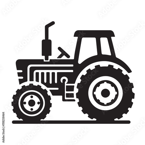 tractor icon logo silhouette white background.