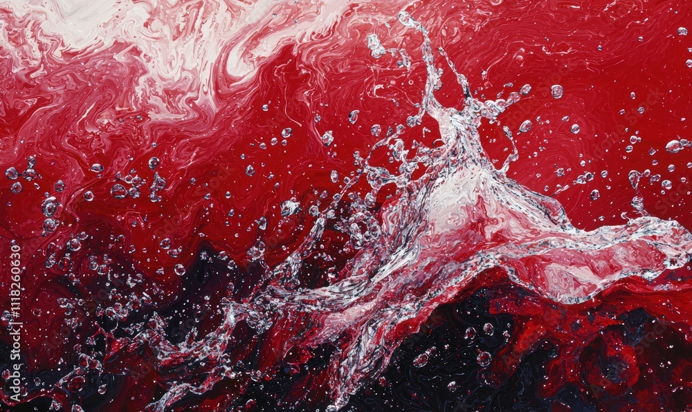 Dynamic splash of water on red background Dynamic splash of water on red background