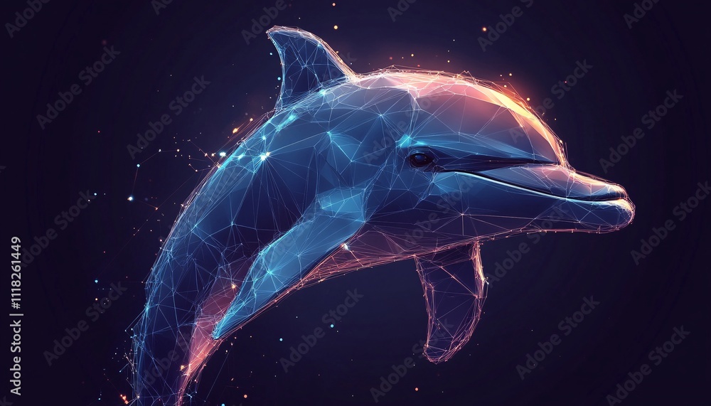 Close-up Illustration of a Dolphin Face Showcasing Animal Digital Evolution Aesthetic Close-up Illustration of a Dolphin Face Showcasing Animal Digital Evolution Aesthetic