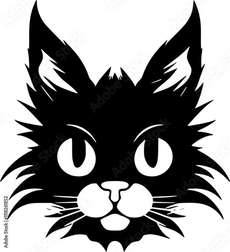 Cat - Black and White Isolated Icon - Vector illustration