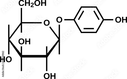 Arbutin cyclic structural formula, vector illustration