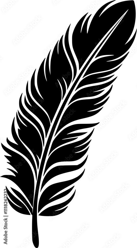 Fototapeta premium Feather | Black and White Vector illustration