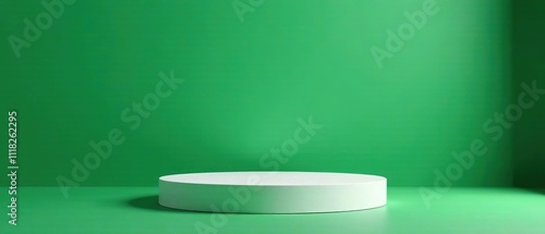 Sleek White Podium on Green Background - Product Showcase