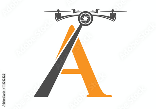 Initial Letter A Drone Logo Concept For Photography Symbol Vector Template