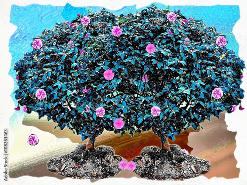 Small camellia trees with flowers