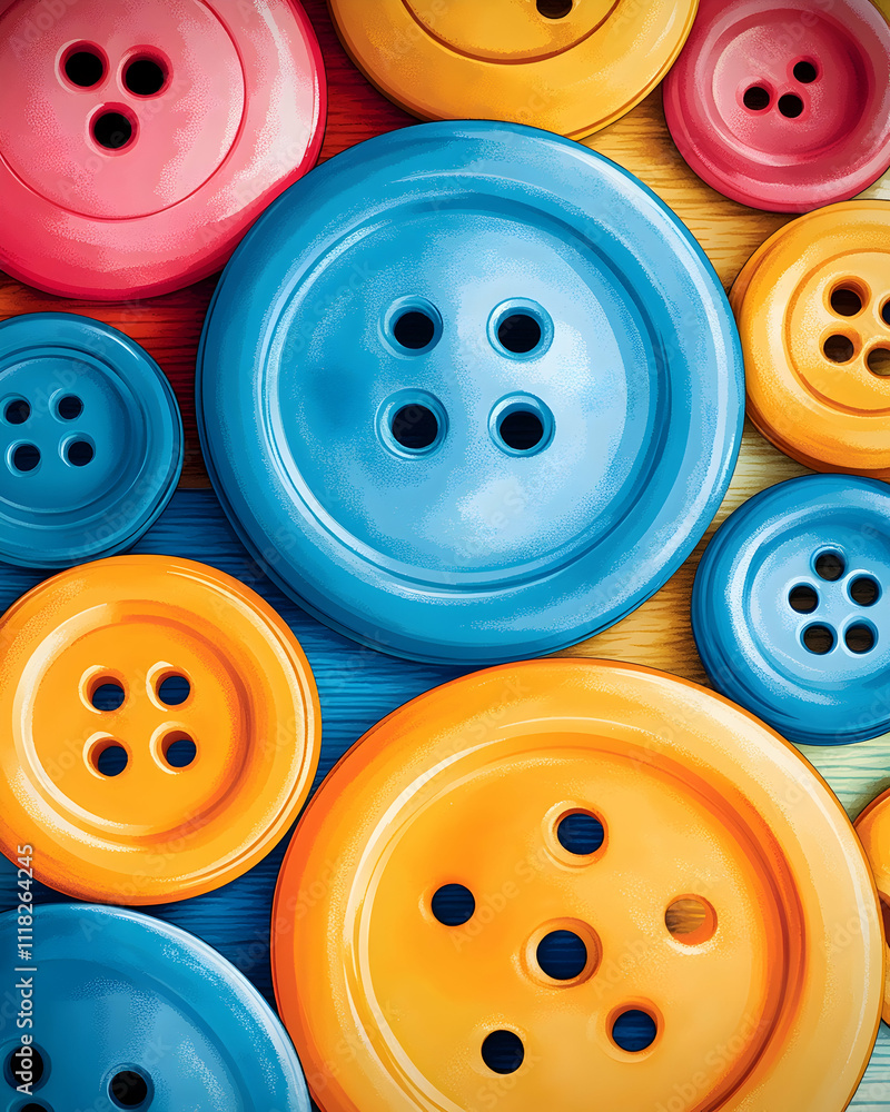 Colorful buttons close-up overhead shot. Colorful buttons close-up overhead shot.