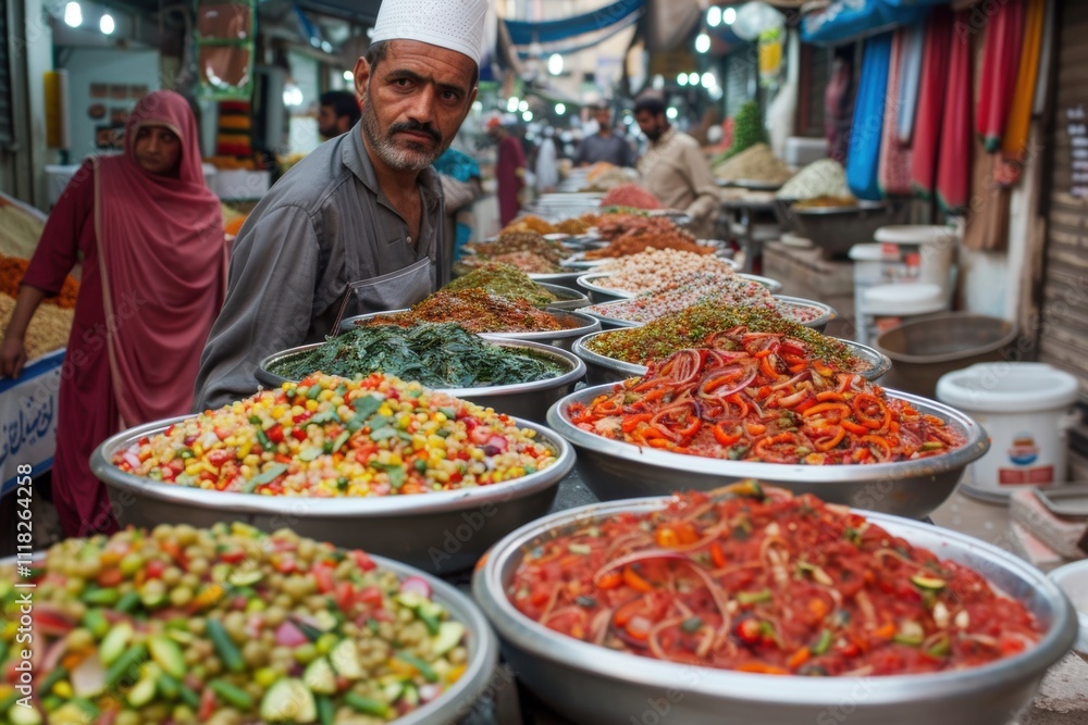 A vibrant market scene showcasing a variety of fresh vegetables and spices. A vibrant market scene showcasing a variety of fresh vegetables and spices.