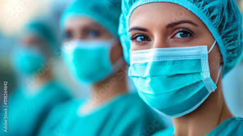 Healthcare Professionals in Surgical Masks and Scrubs Preparing for Medical Procedure