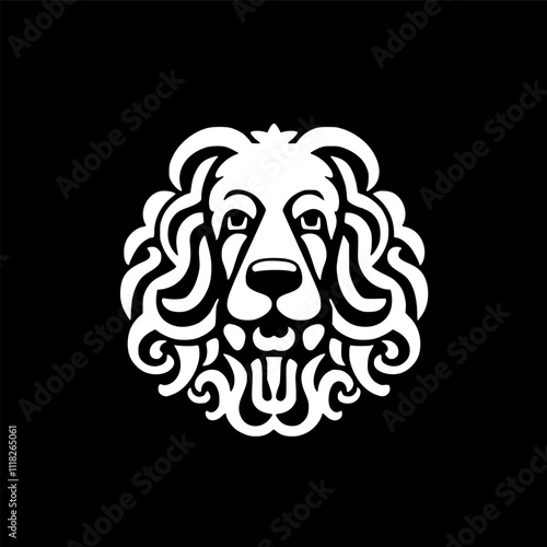 Poodle Dog | Black and White Vector illustration