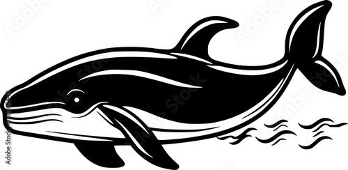 Whale - Black and White Isolated Icon - Vector illustration