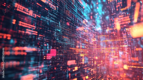 Wallpaper Mural Abstract digital data stream, glowing lines and numbers forming a futuristic tunnel. Torontodigital.ca