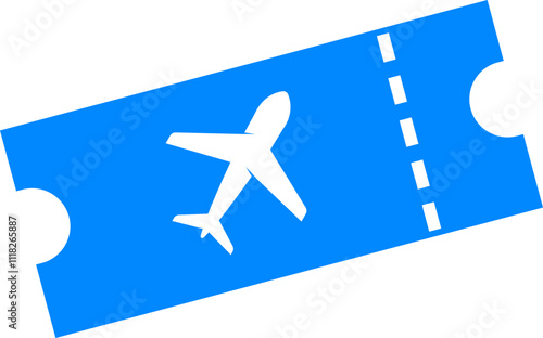Blue Airplane Ticket Icon for Travel