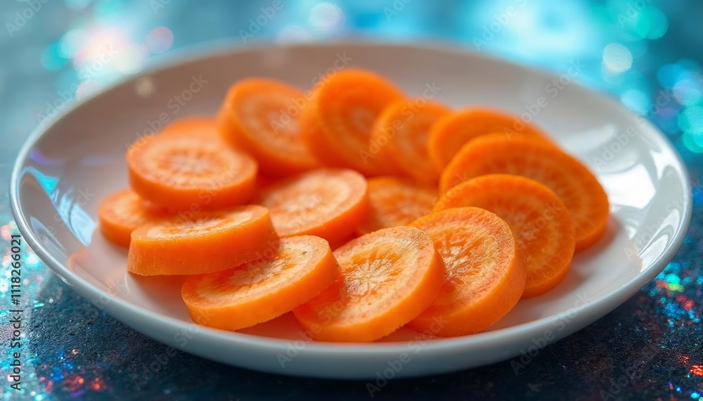 Sliced Carrots on Plate Healthy Vegetable Snack Sliced Carrots on Plate Healthy Vegetable Snack