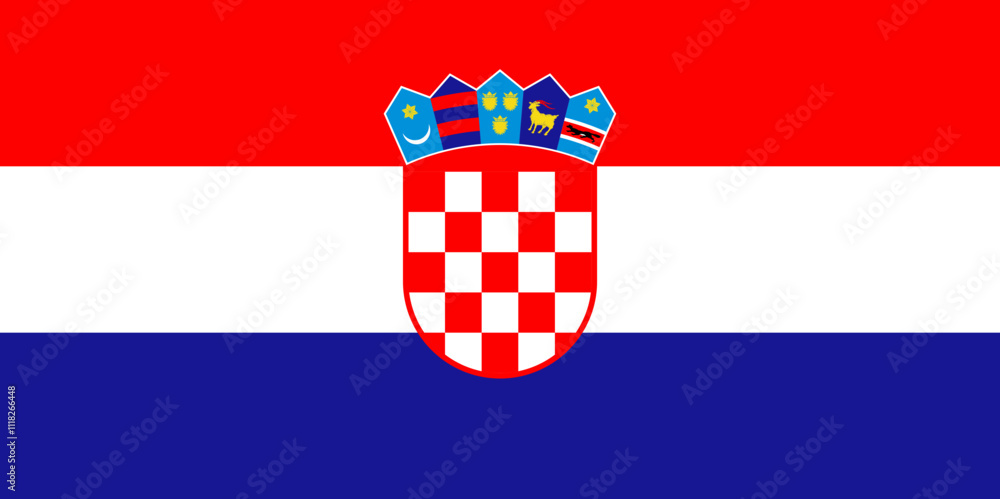 Fototapeta premium Croatian National Flag with Coat of Arms