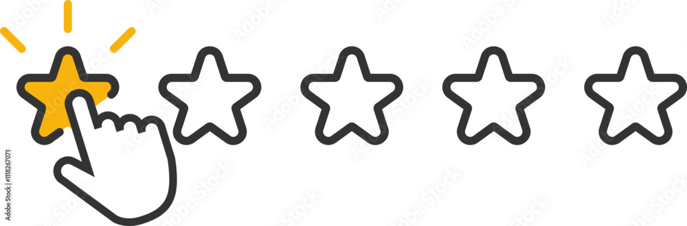One-Star Rating Click Concept Illustration One-Star Rating Click Concept Illustration