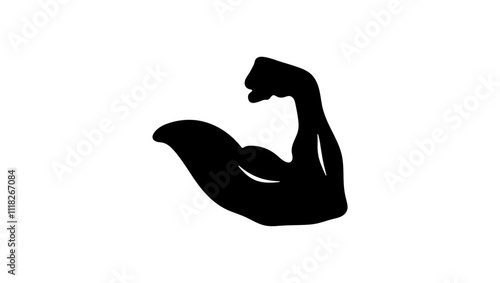 Strong muscular arm, black isolated silhouette