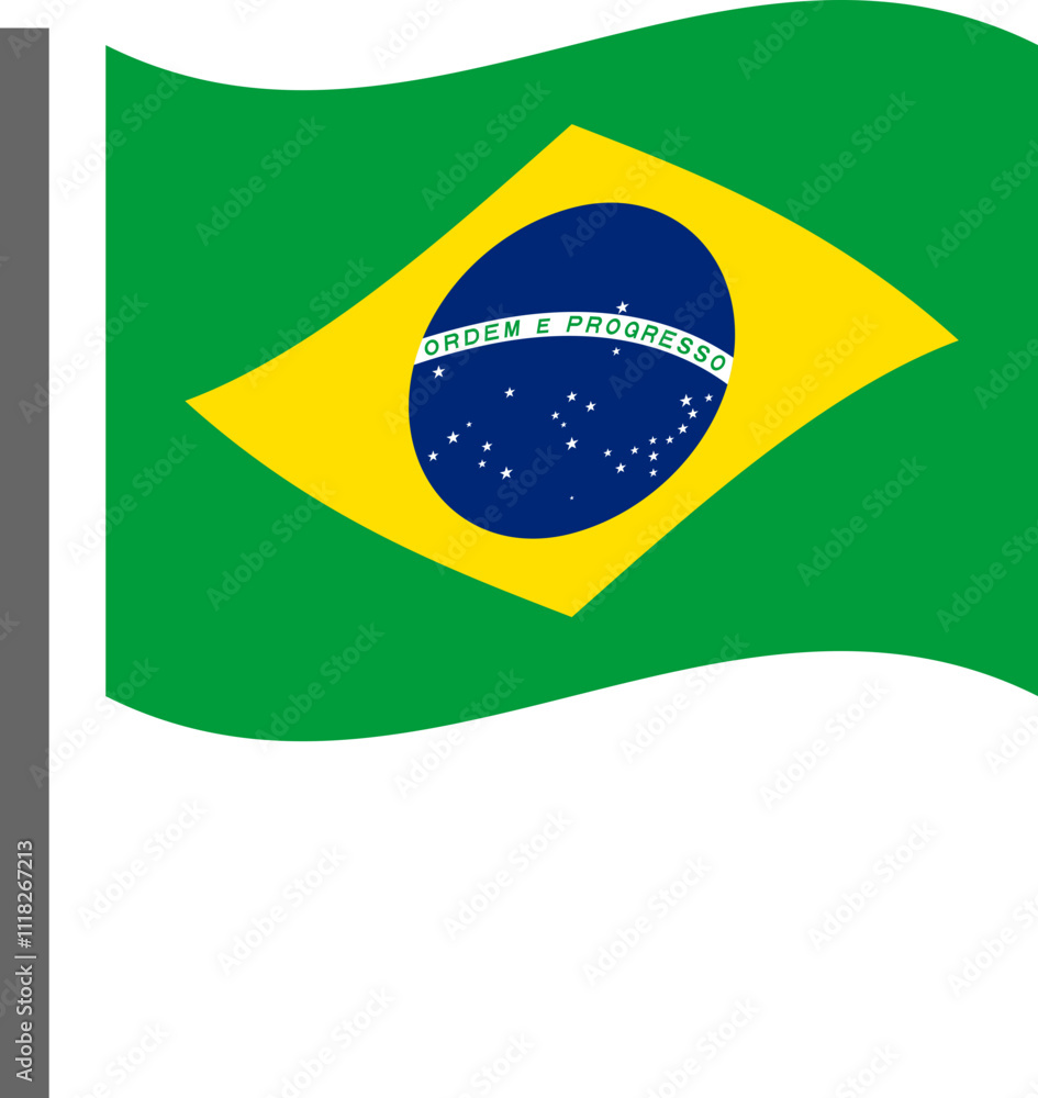 Fototapeta premium Waving Brazilian Flag Icon