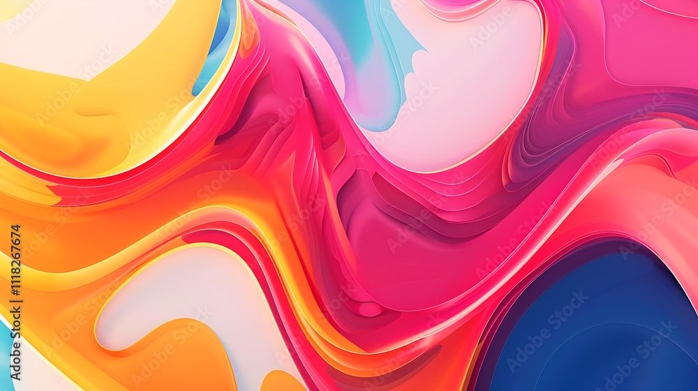 Fototapeta premium Abstract background with dynamic, swirling shapes and a vibrant color palette, ideal for energetic mockup designs