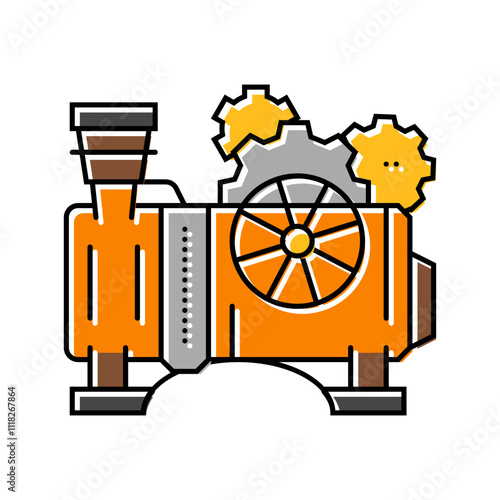 steam engine steampunk vintage color icon vector. steam engine steampunk vintage sign. isolated symbol illustration