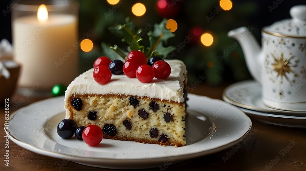 christmas cake on a plate christmas cake on a plate