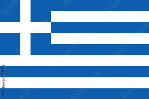 Greek National Flag with Blue and White Stripes