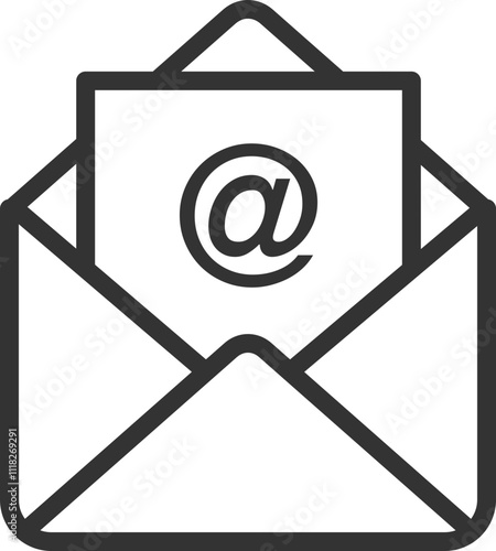 Email Icon with Open Envelope Outline