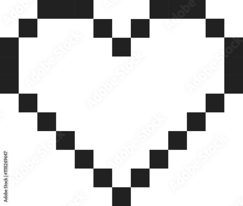 Pixelated Black Heart with Highlight