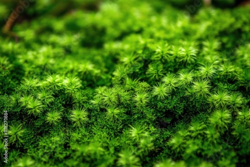 Lush green moss covering the ground, showcasing nature's beauty.