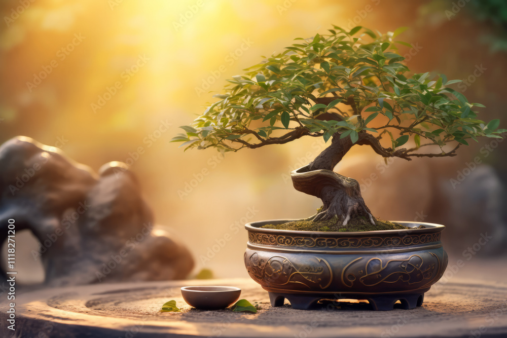 Bonzai Plant Tranquil Peaceful Nature Serene Scene Bonzai Plant Tranquil Peaceful Nature Serene Scene