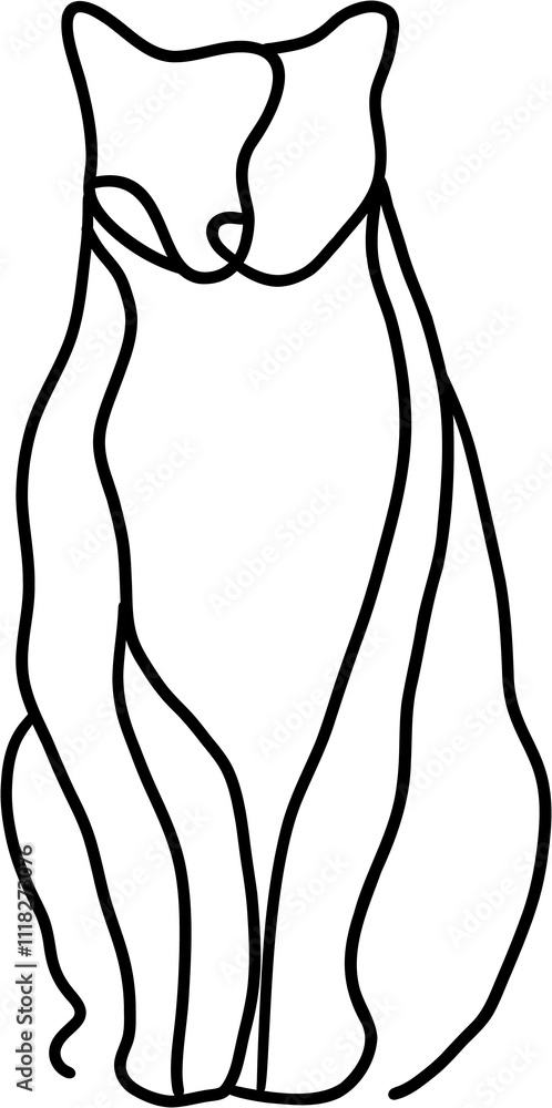 doodle freehand contour drawing of a cat. doodle freehand contour drawing of a cat.