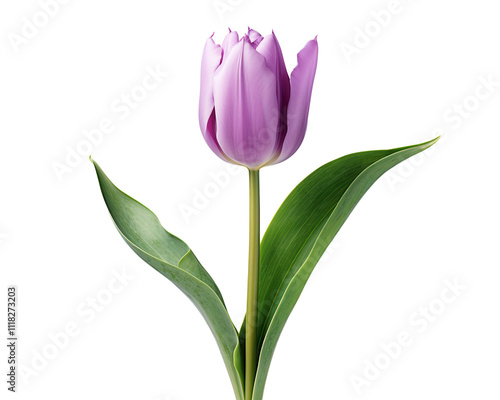 Single Purple Tulip Bloom Isolated on White Background photo