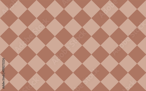 Mocha  Mousse color. beige checkered pattern background with alternating dark and light squares creating a geometric texture. vector illustration,