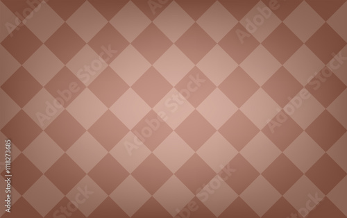 Mocha  Mousse color. beige checkered pattern background with alternating dark and light squares creating a geometric texture. vector illustration,