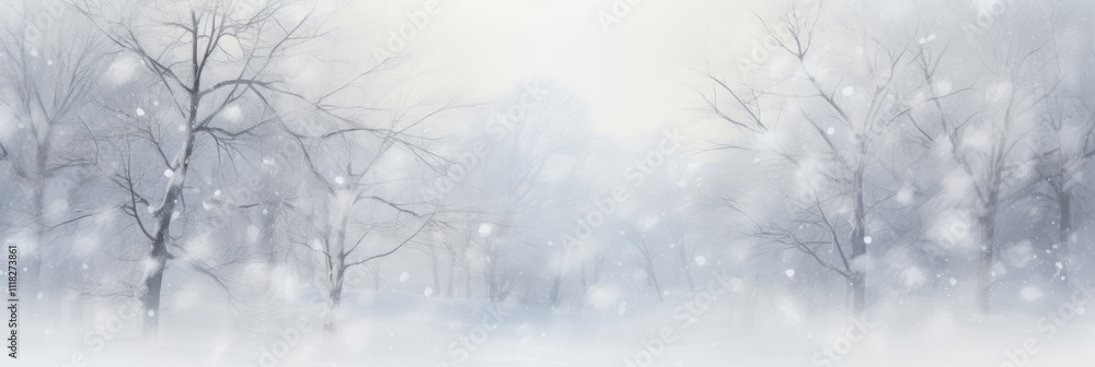 Obraz premium Winter Wonderland Scene with Snow-Covered Trees in a Serene Forest Landscape Creating a Magical and Tranquil Atmosphere Amidst Gently Falling Snowflakes