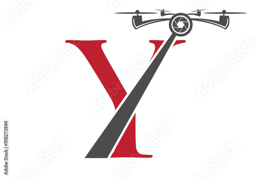 Initial Letter Y Drone Logo Concept For Photography Symbol Vector Template