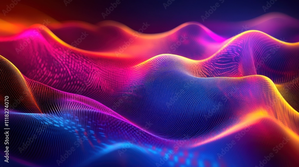 Fototapeta premium Abstract vibrant neon wave background. (1)