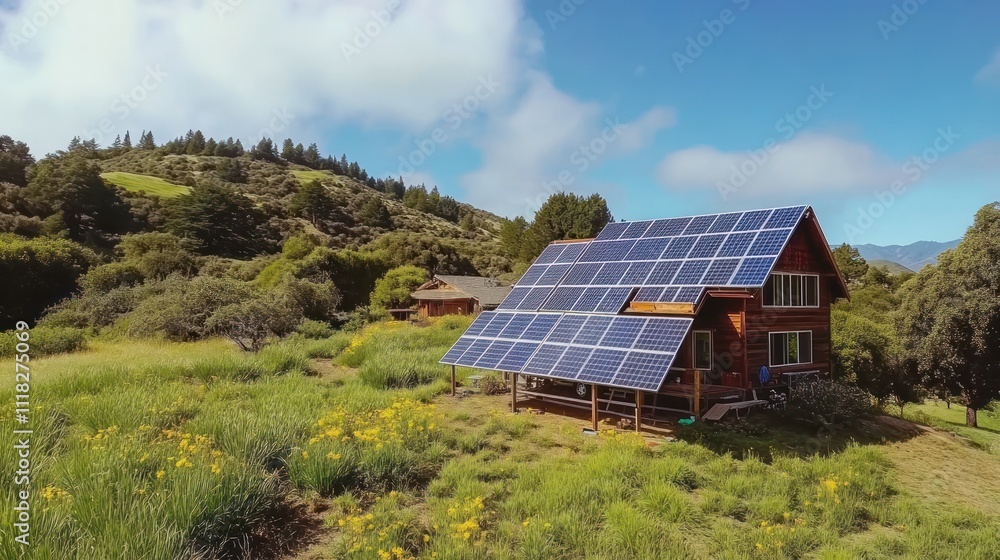 A time-lapse shot of a DIY solar panel installation project from start to finish, set against a picturesque backdrop A time-lapse shot of a DIY solar panel installation project from start to finish, set against a picturesque backdrop