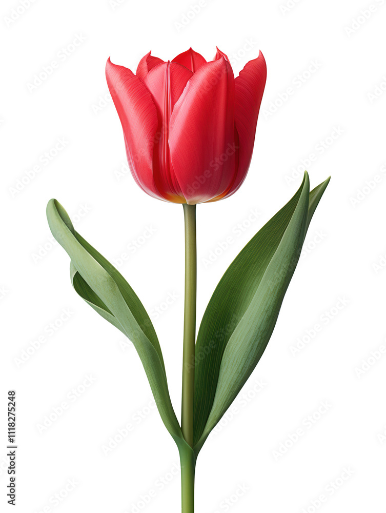 Single Red Tulip Bloom, Isolated, Spring Flower, Botany, Plant Single Red Tulip Bloom, Isolated, Spring Flower, Botany, Plant