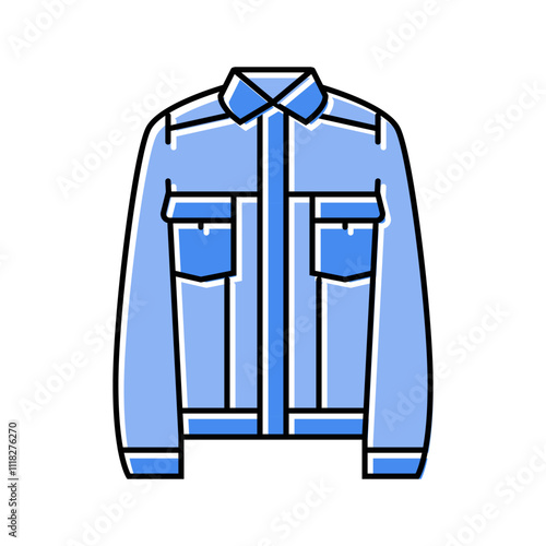 denim jacket streetwear cloth fashion color icon vector. denim jacket streetwear cloth fashion sign. isolated symbol illustration