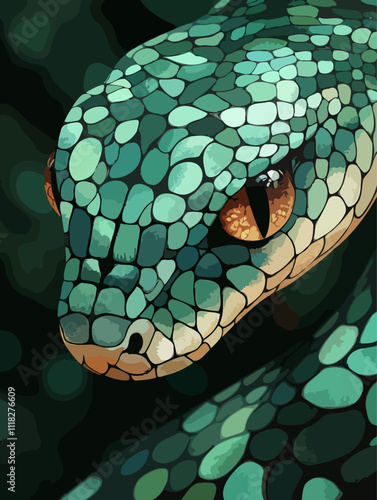 Enigmatic Emerald Serpent Close-Up