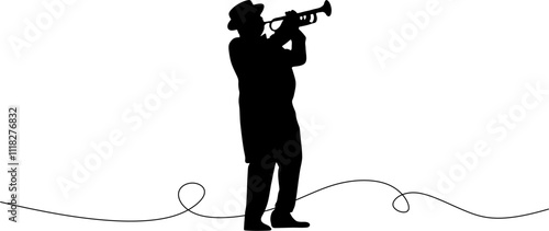 Silhouette of a trumpet player vector