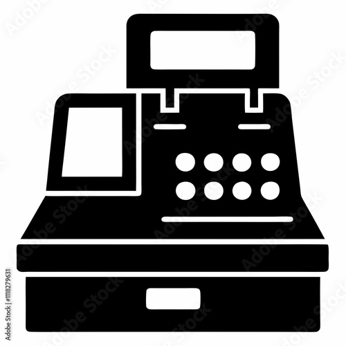 Black Silhouette Cash Register Icon Vector Design