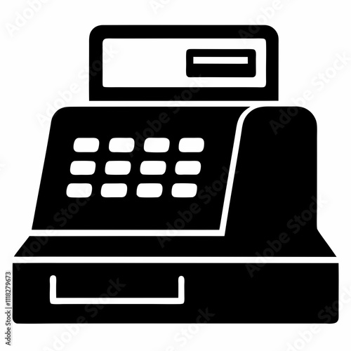 Black Silhouette Cash Register Icon Vector Design