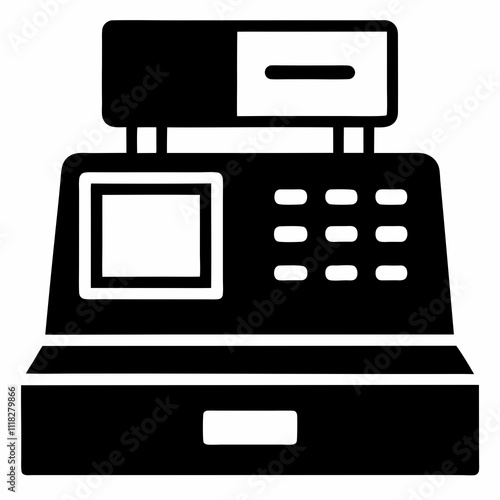 Black Silhouette Cash Register Icon Vector Design