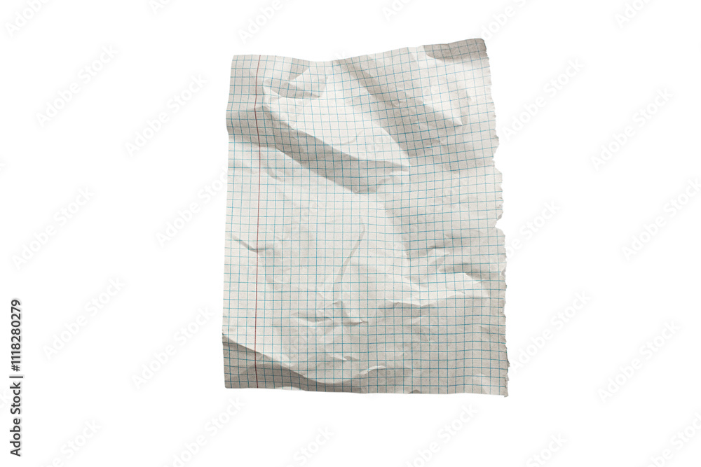 Wrinkled or crumpled checkered white paper texture used as a white paper background texture in design Wrinkled or crumpled checkered white paper texture used as a white paper background texture in design