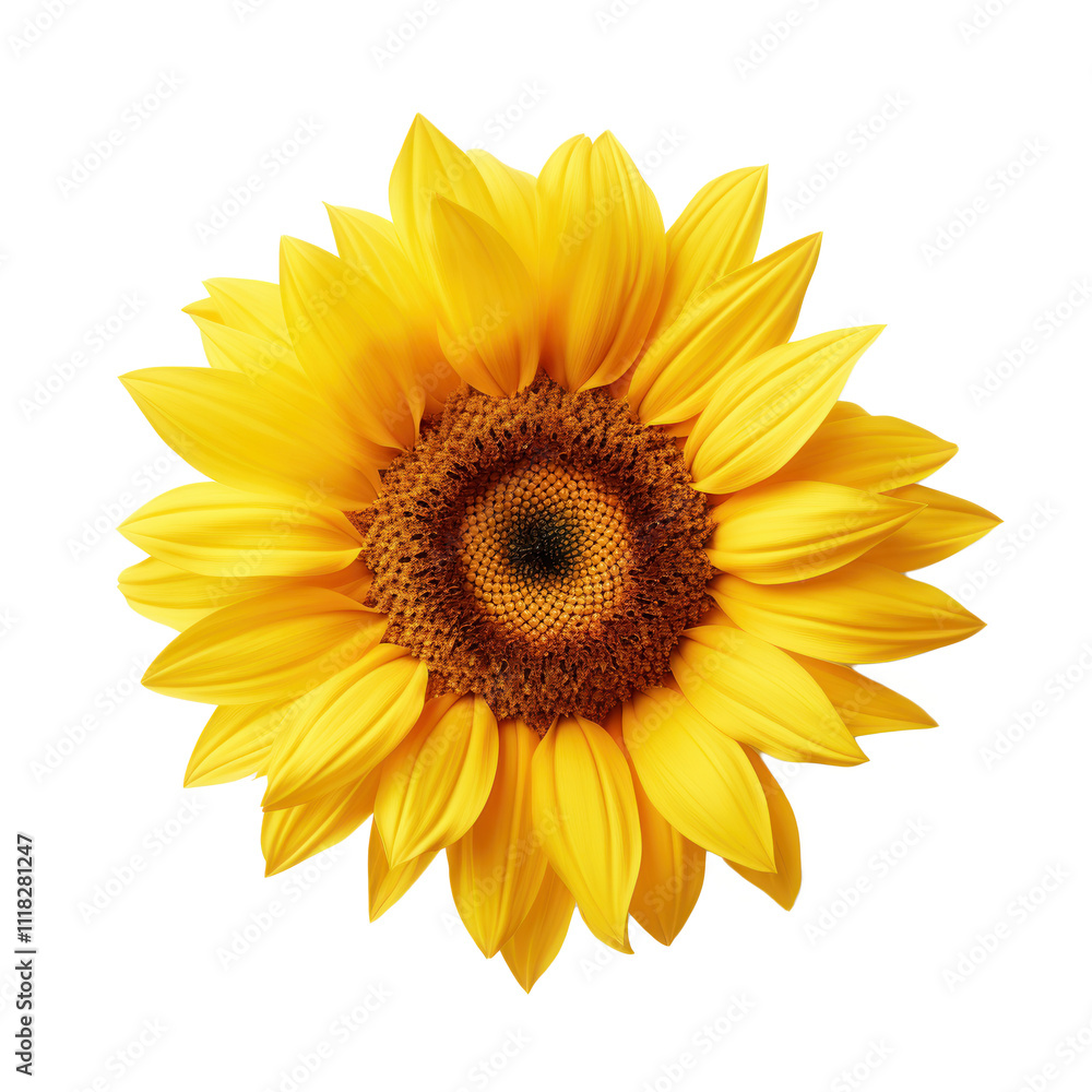 Vibrant Yellow Sunflower Bloom, Isolated on White Background Vibrant Yellow Sunflower Bloom, Isolated on White Background