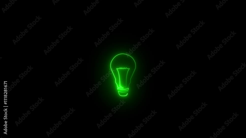 Electric neon bulb icon on black background. Glowing neon line Light bulb and Innovation concept. Electric neon bulb icon on black background. Glowing neon line Light bulb and Innovation concept.